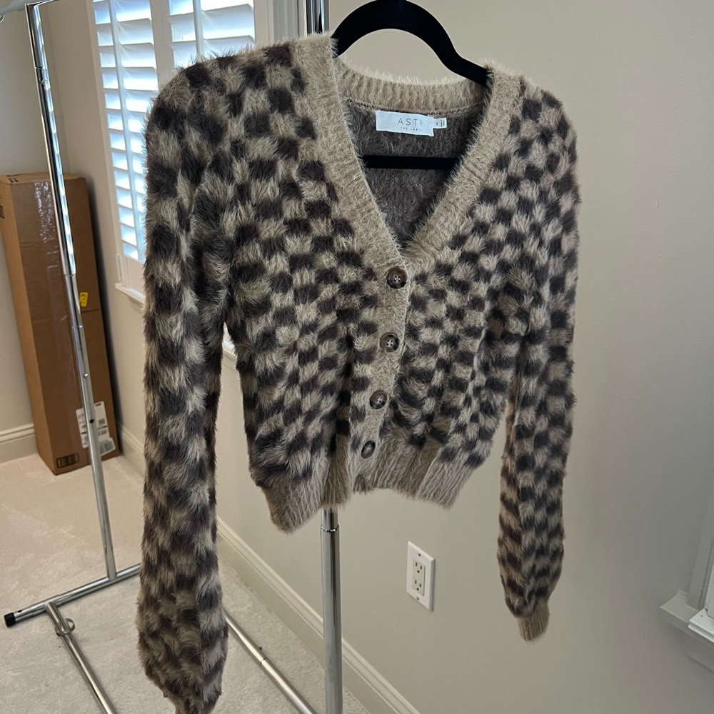 Women's ASTR Checkered Sweater - Brown and Cream